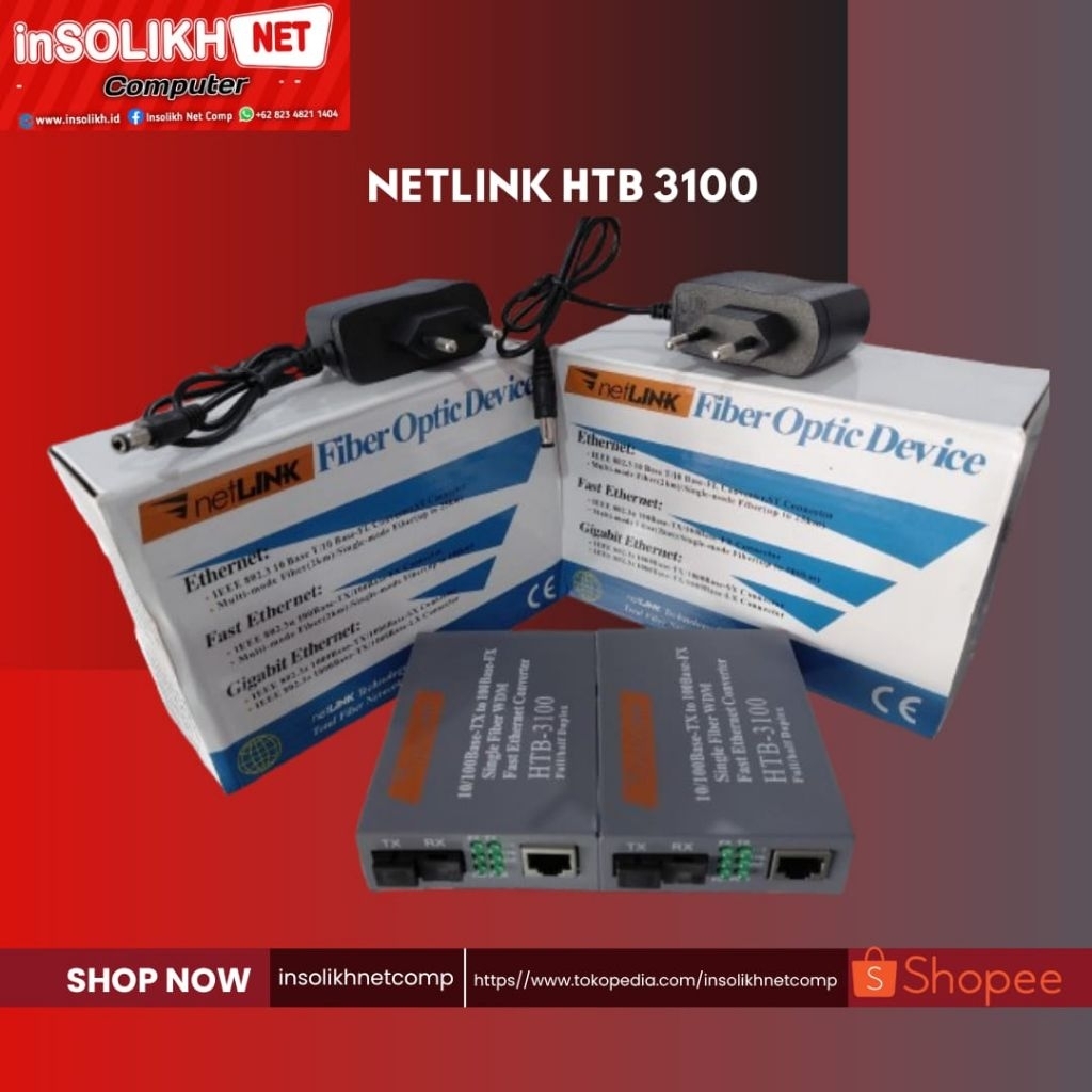 Netlink HTB 3100 Fiber Optic To Lan Media Konverter A+B 1Set Net Link