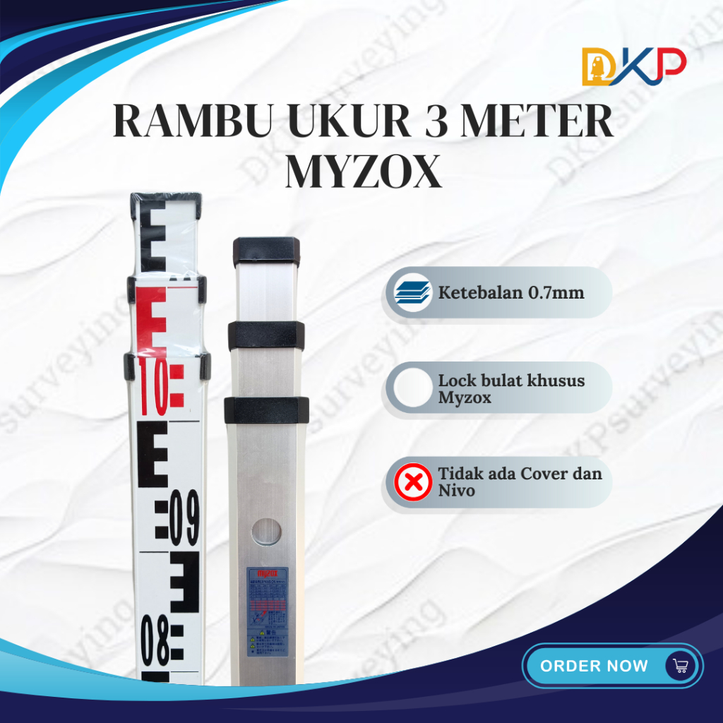 Rambu Ukur 3m / Mistar Bak Ukur 3 Meter / Aluminium Levelling Staff MYZOX