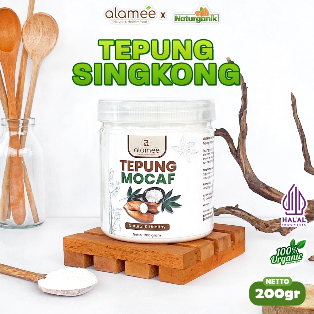 

ALAMEE Tepung Mocafine Gluten Free Tepung Singkong Sehat Rendah Gula High Fiber 200gr Naturganik