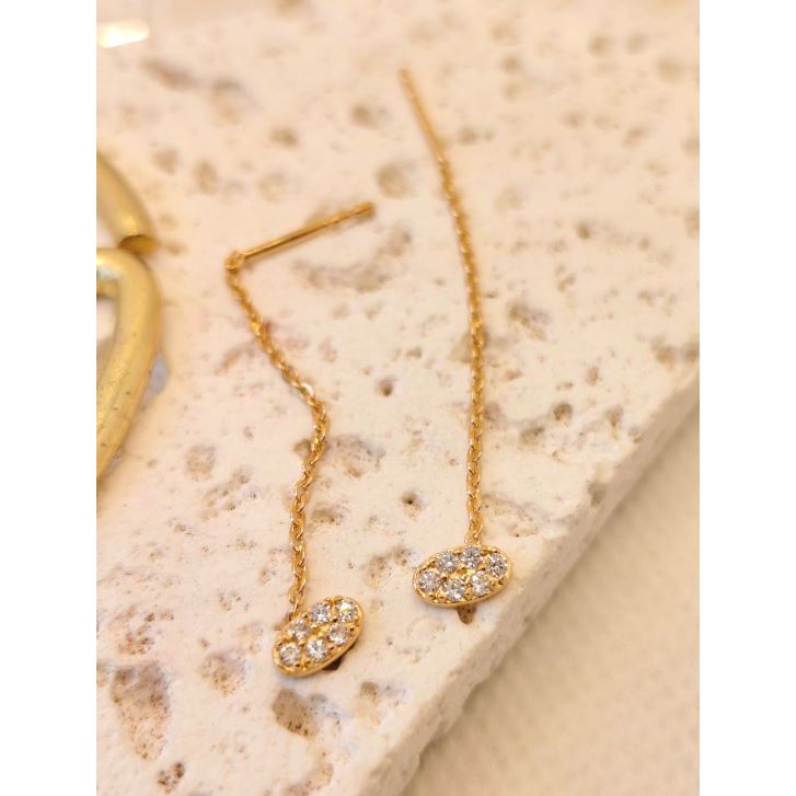 anting emas 8k model variasi tusuk panjang mata putih