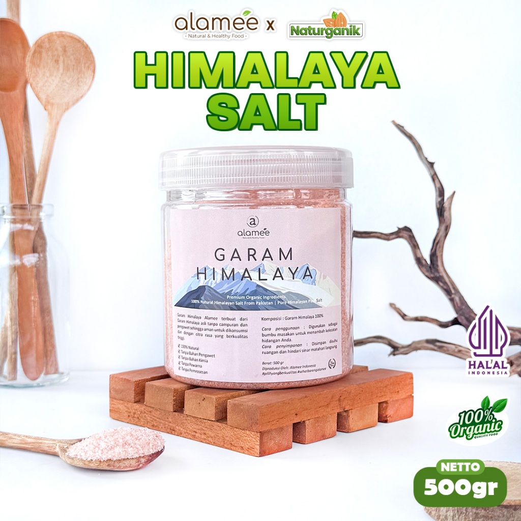 

ALAMEE Garam Himalaya 500G Pink Rock Himalayan Sea Salt Asli Pakistan Murni naturganik