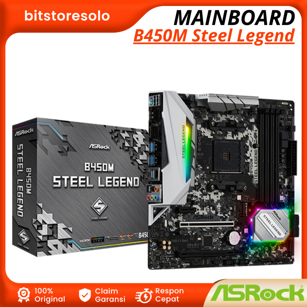 Mainboard Motherboard Mobo ASROCK B450M Steel Legend AM4 AMD PROMONTORY B450 DDR4 USB3.1 Mobo Gaming