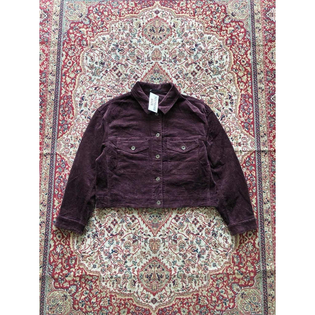 Uniqlo women corduroy cropped trucker jacket HG475