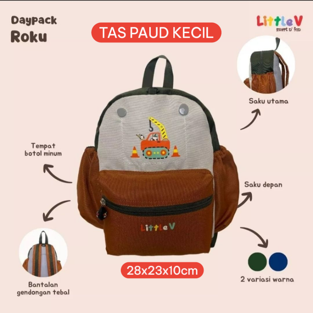 Tas PAUD Little V Original Roku | Tas Kecil Anak