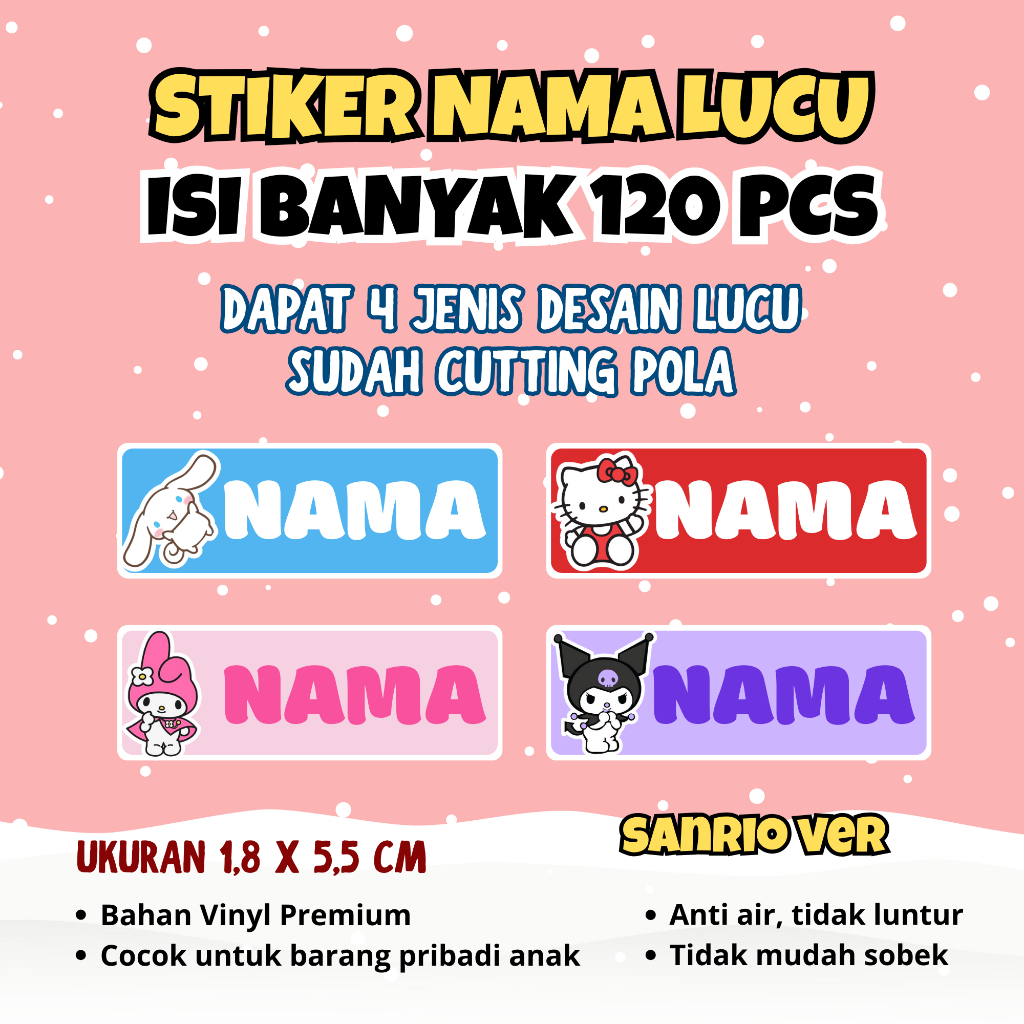

ISI 120 PCS STIKER NAMA LABEL NAMA ANAK LUCU CUSTOM GRATIS DESAIN TERMURAH ANTI AIR