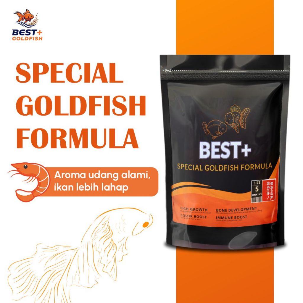 Pelet Ikan Mas Koki Best+ Goldfish | Pelet Coating Premium Astaxanthin – Warna Cerah & Sehat
