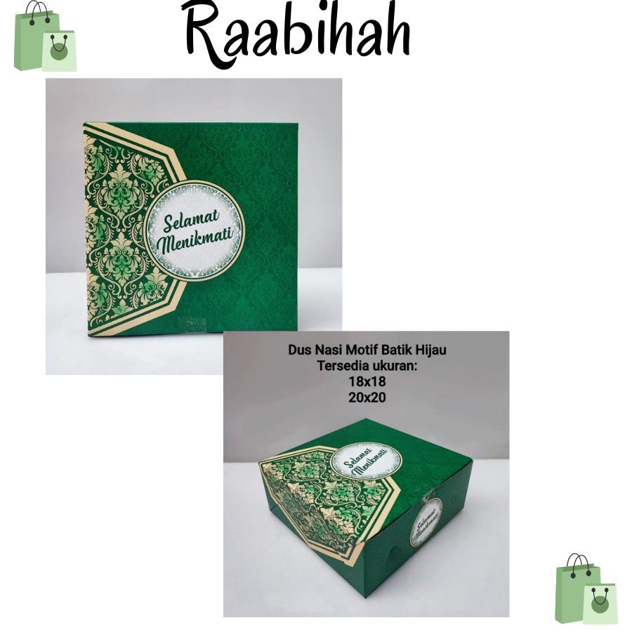 

Dus Nasi 20x20 Cm Motif Batik Hijau Kacer Isi 50 Pcs Kota Besek Elegan Untuk Hajatan Catering
