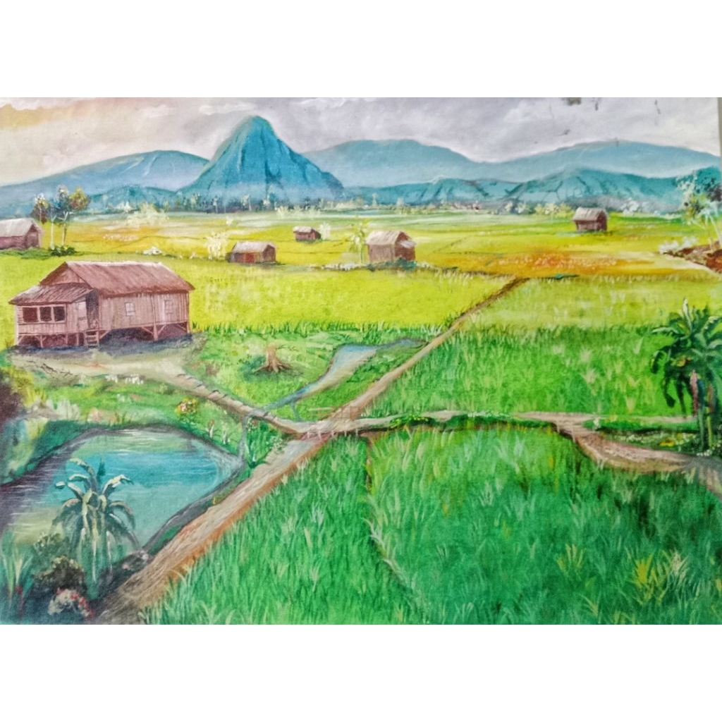 Lukisan Pemandangan Sawah