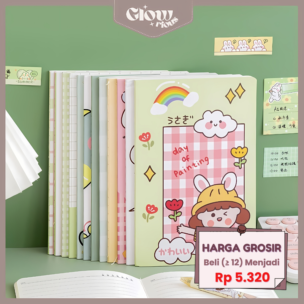 

GR Notebook A5 Buku Diary Aesthetic Buku Jurnal Buku Catatan Buku Note Stiker Buku Tulis LG-50