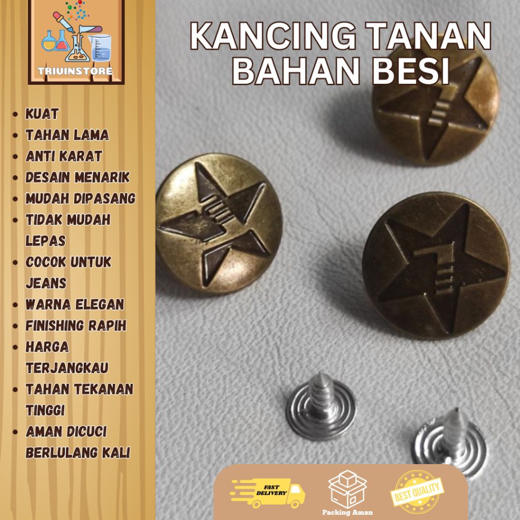 Kancing Celana Jeans Kancing Tanam Bahan Besi