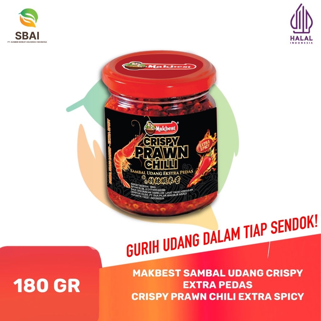 

Makbest Sambal Udang Crispy Extra Pedas Halal, Gurih, Tahan Lama