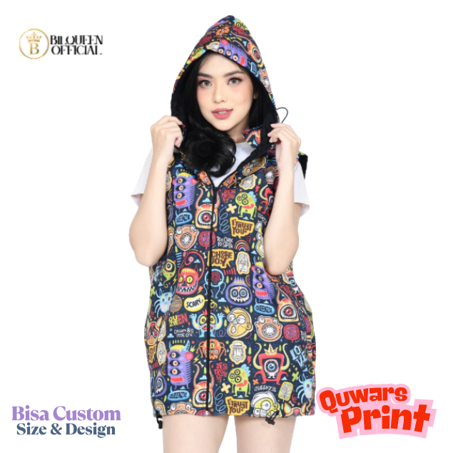 Rompi Sepeda Printing Quwars Wanita / Rompi Motif Parasut Wanita Bersepeda / Zumba Badminton Running