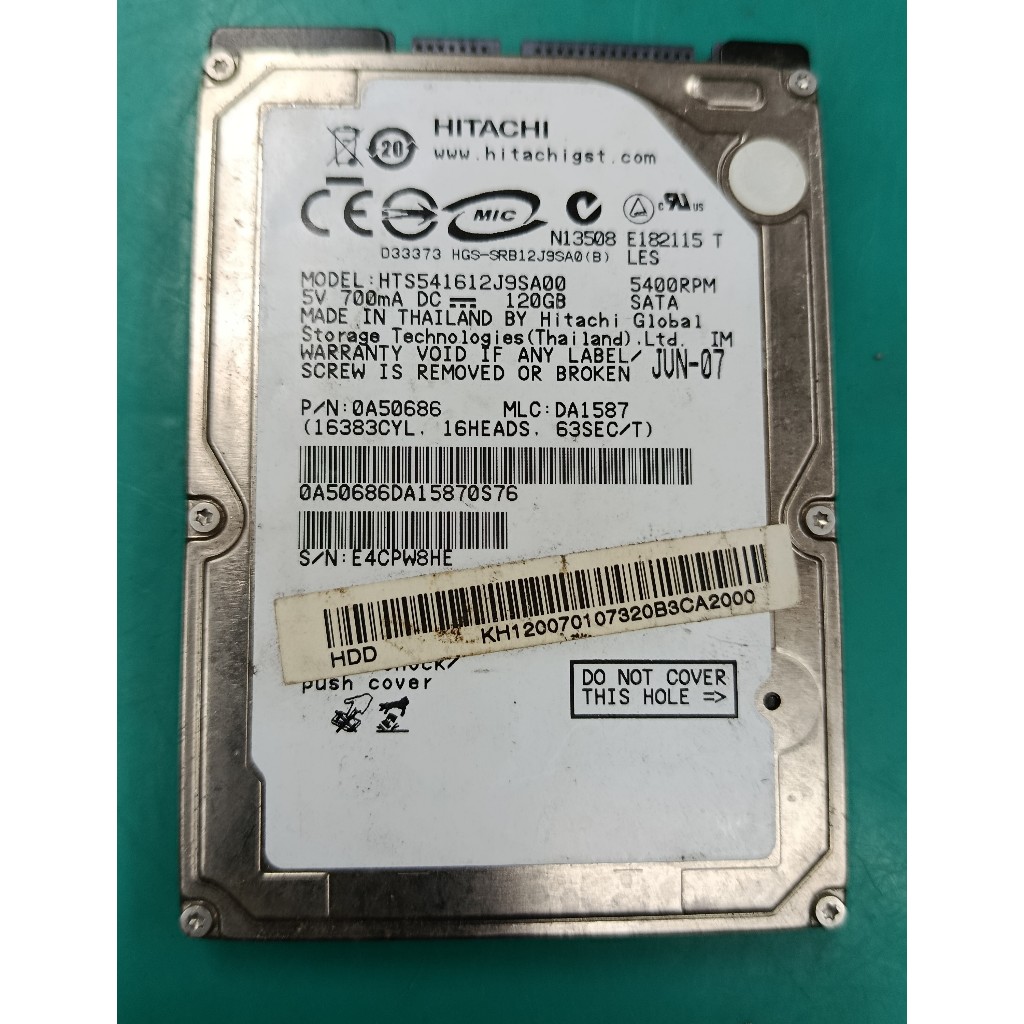(RUSAK) HardDisk Laptop 2.5 HITACHI 120GB SATA