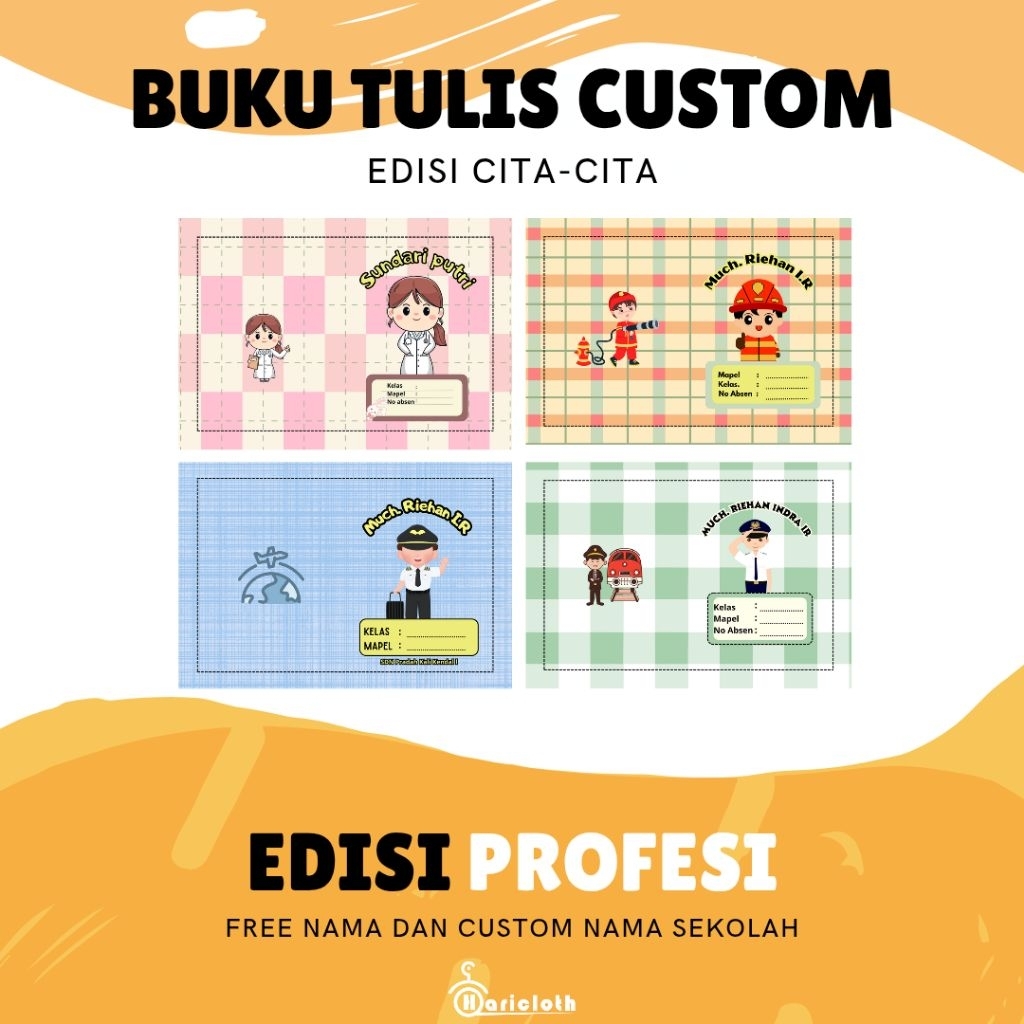

Buku Tulis Sekolah Custom Nama Dan Nama Sekolah Edisi Profesi / Buku Tulis Sekolah