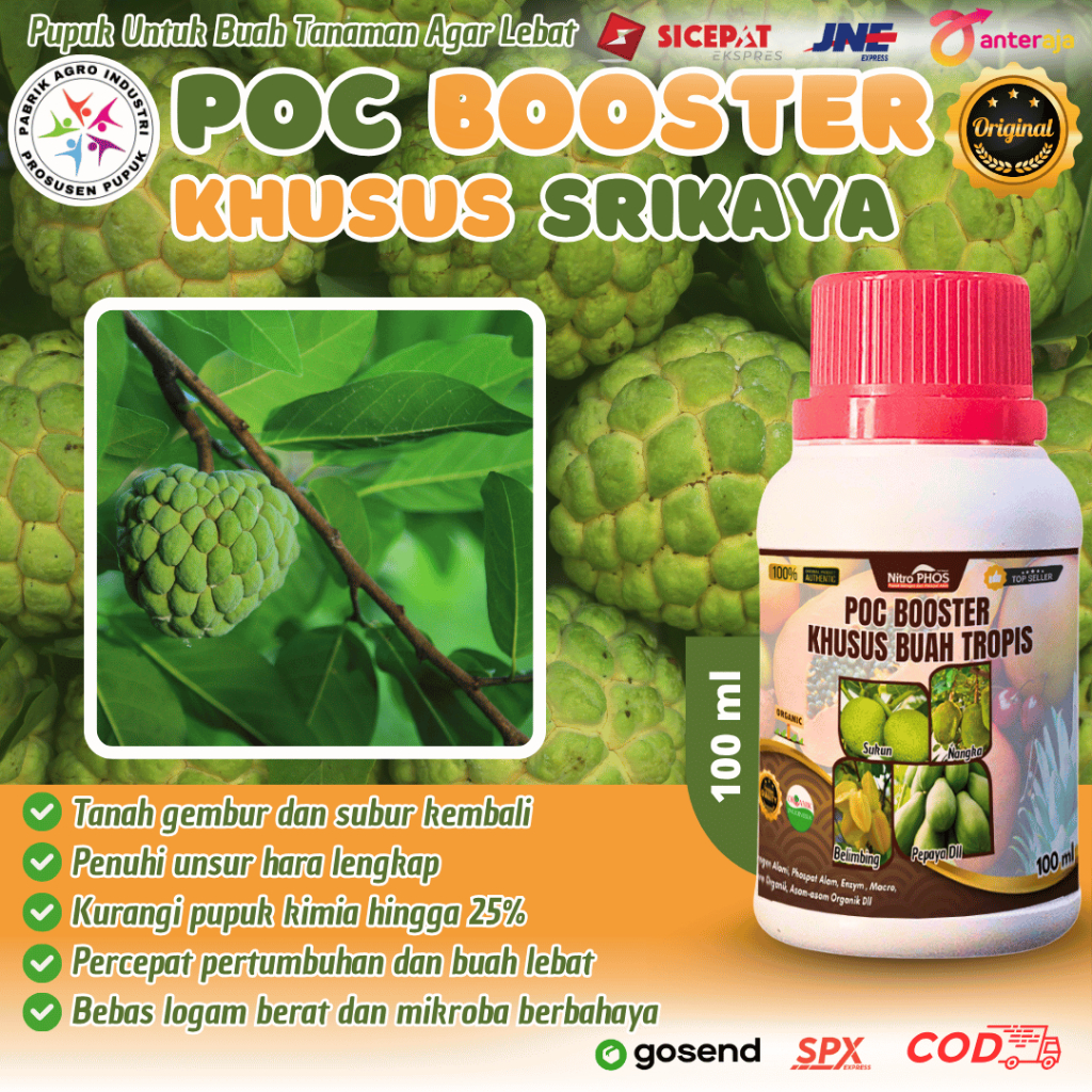 Pupuk Srikaya, Pupuk pelebat Buah Srikaya 1 Liter, Pupuk Poc Booster Srikaya Super Panen Melimpah
