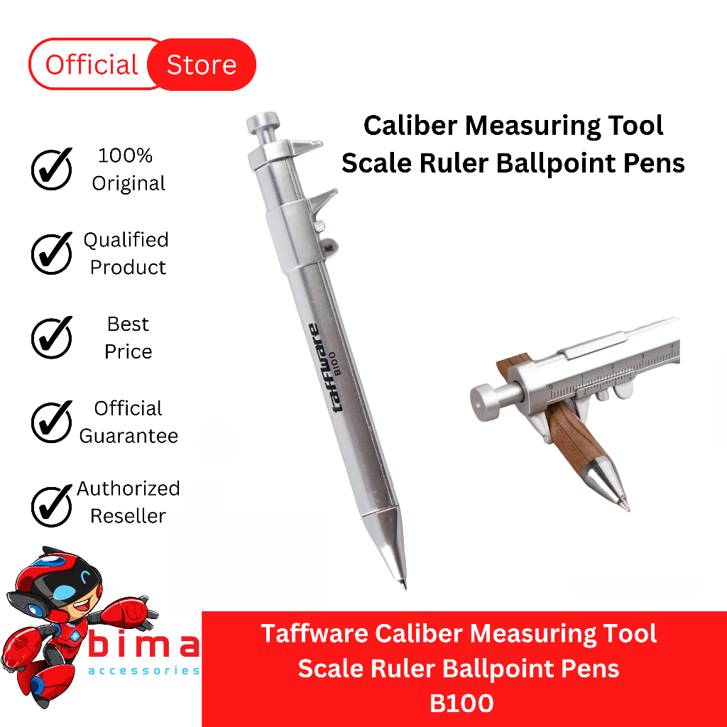 

Taffware Caliber Measuring Tool Scale Ruler Ballpoint Pen Alat Ukur Kaliber Penggaris Skala B100