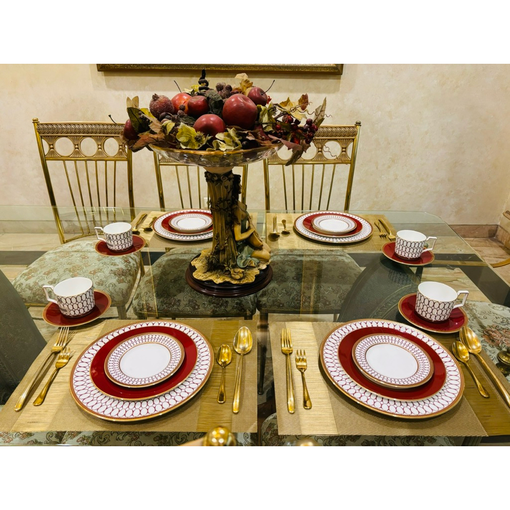 Dinner Set Wedgwood Renaissance Red Mewah Cantik Piring Makan Set