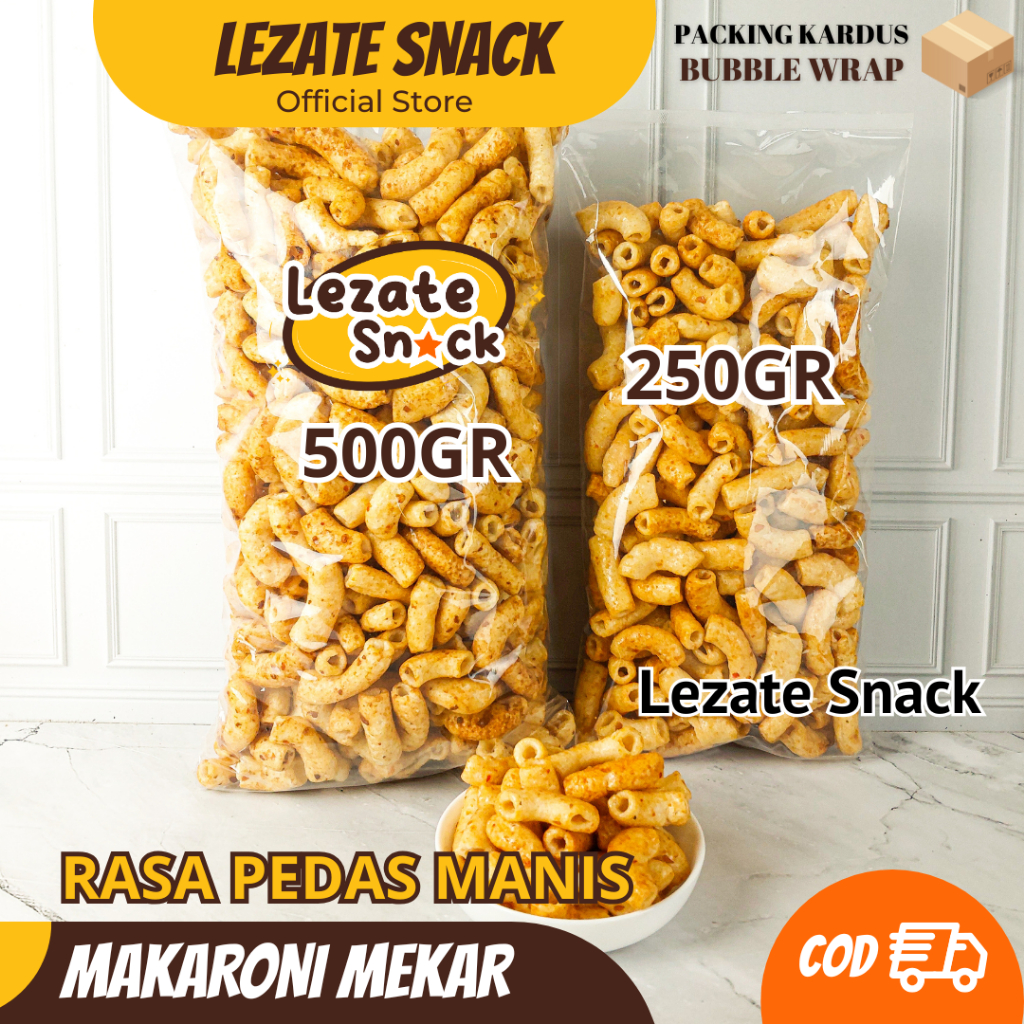 

Makaroni Pedas Manis Rujak 500gr Murah Enak Renyah Kiloan / Makaroni Mekar Pedas Manis / Makroni Pedas Kiloan 1 / 4 kg Lezate LEZATE SNACK