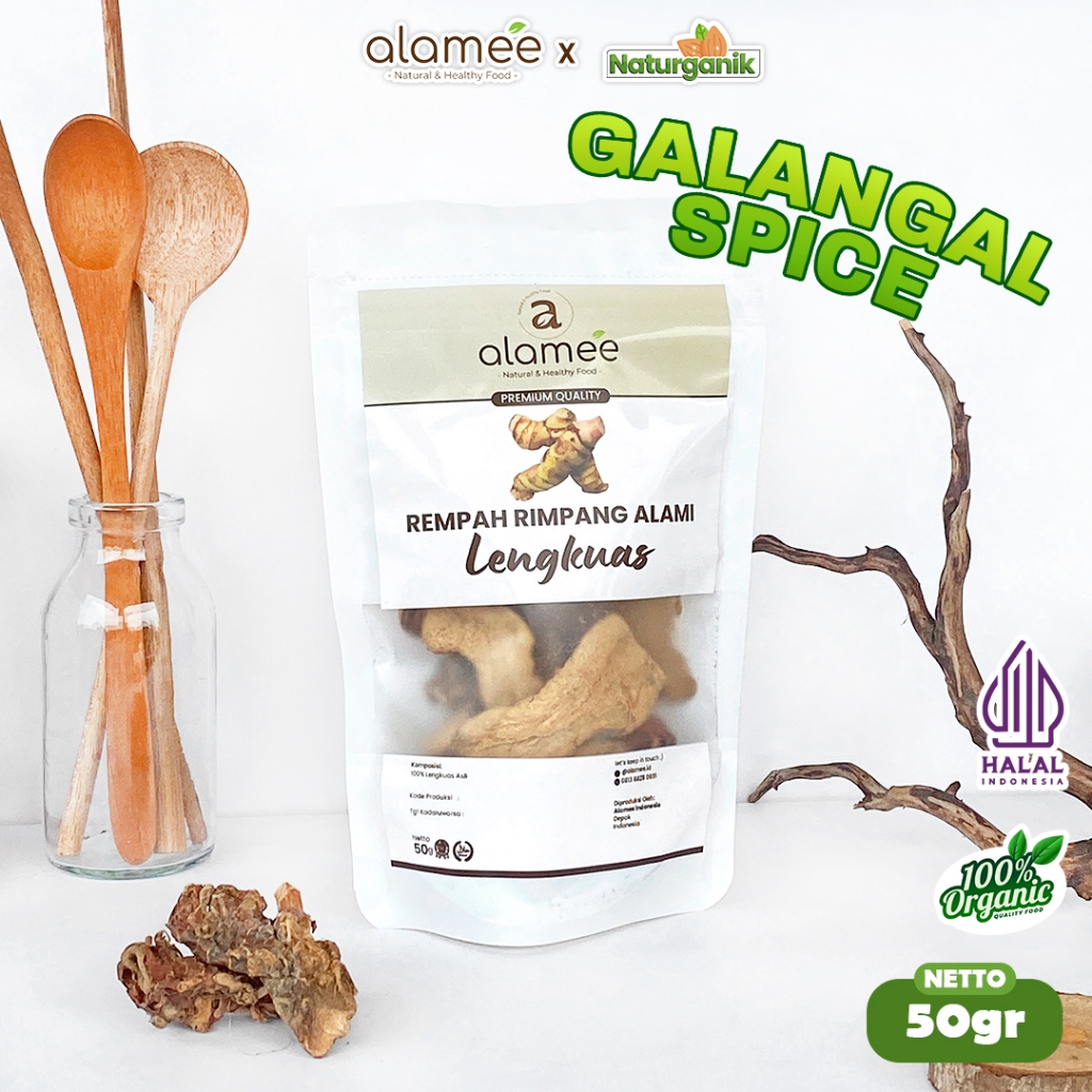 

ALAMEE Lengkuas Kering Dried Galangal Iris Rempah Rimpang Organik Alami Spice 50gr Naturganik