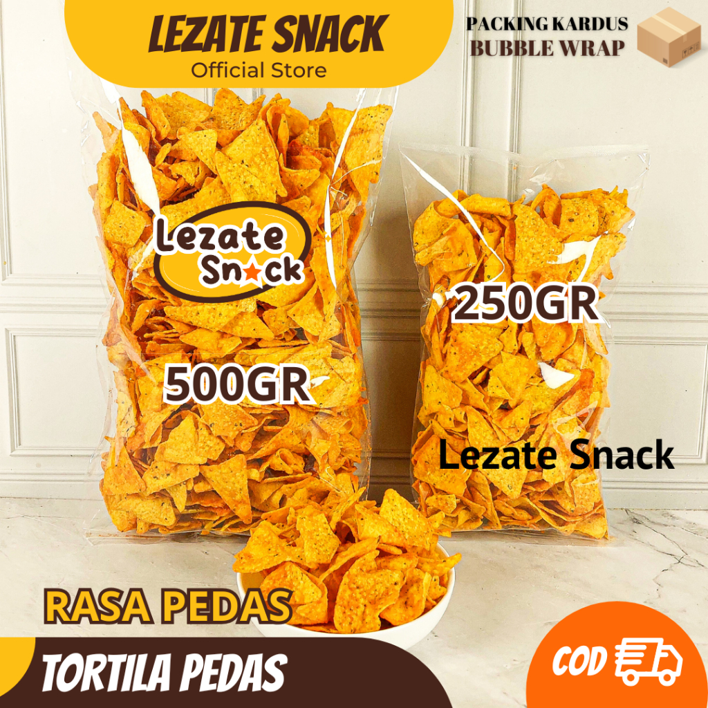 

Tortila Chips Pedas 500GR Murah Gurih Renyah / Tortilla Chips Kiloan / Tortila Chip Snack / Doritos Kiloan Lezate Snack