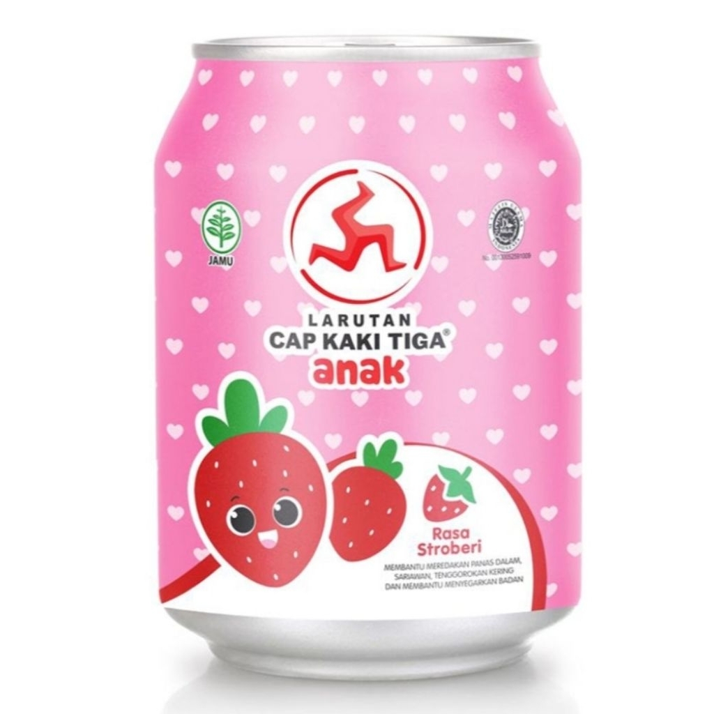 

Cap Kaki Tiga Anak Larutan Penyegar Strawberry Kaleng 238 ml