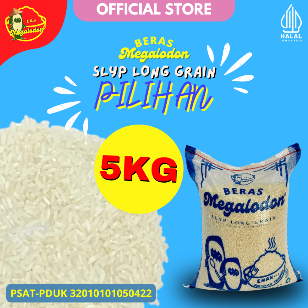 

Beras Cap Megalodon SLYP LONG GRAIN PILIHAN 5 Kg Bersih, Berkualitas & Terjamin