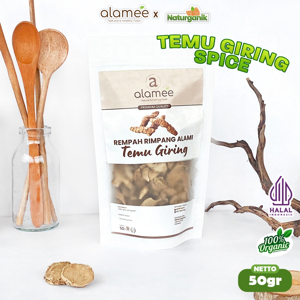 

ALAMEE Temu Giring Kering Organik Iris Kuning Gajah Rempah Rimpang Alami Spice 50gr Naturganik