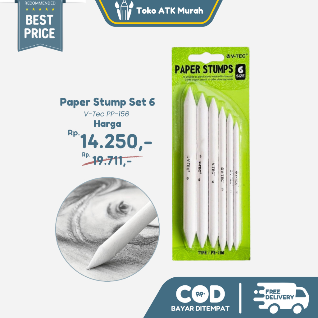 

Paper Stumps Pencil Blending Dusel 6 pcs / Sketsa Pensil
