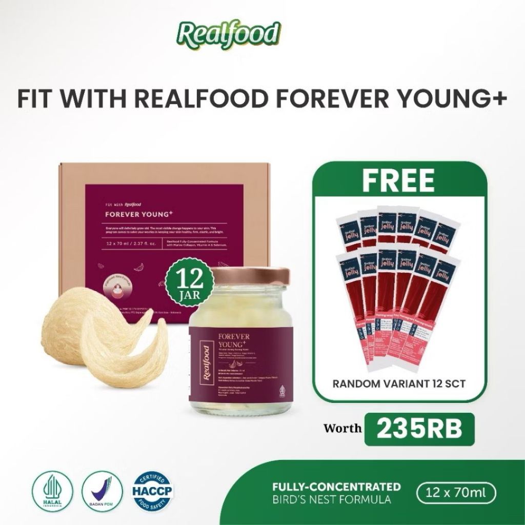 

Realfood Forever Young Plus 12 Jar Bird Nest Collagen Drink | Minuman Kolagen | Anti Aging