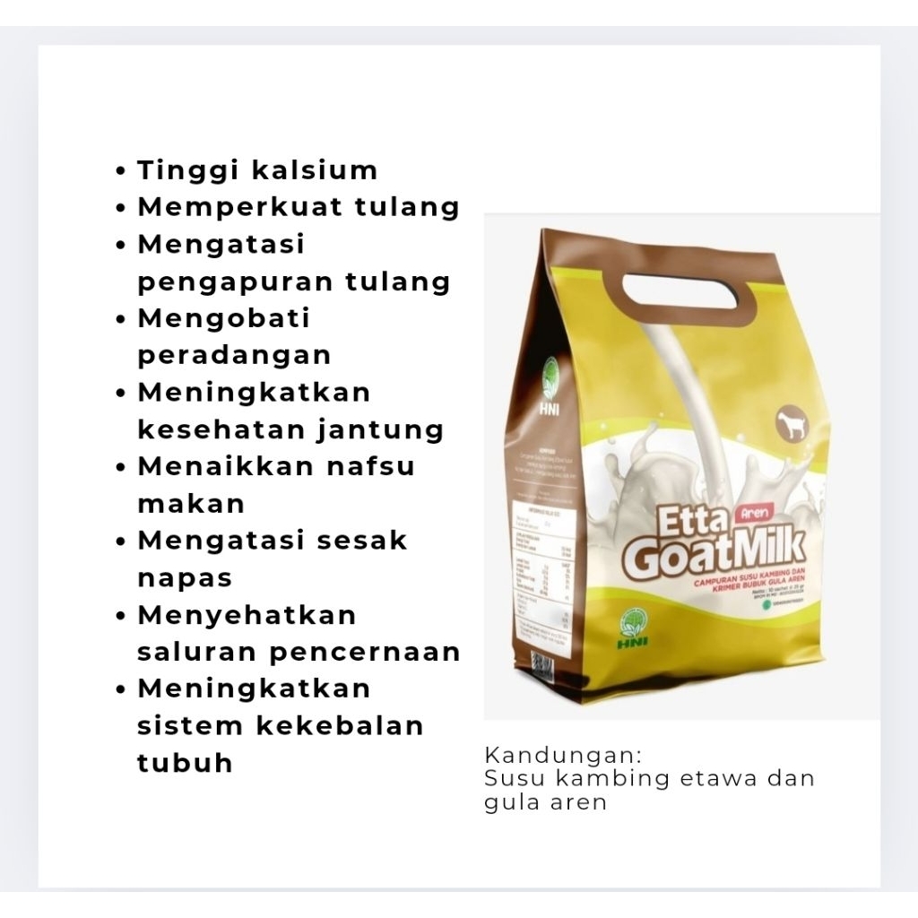 

SUSU KAMBING ETTAWA RASA GULA AREN, SUSU BUBUK KAMBING GOMARS, OBAT ASMA, ALERGI DINGIN, PATAH TULANG, SUSU TINGGI KALORI