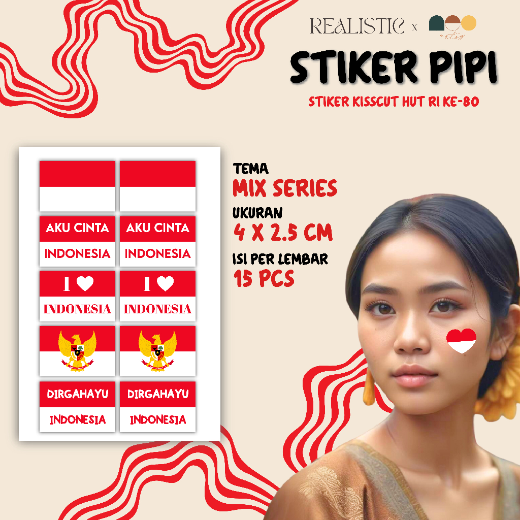 

Face Sticker / Stiker Bendera Indonesia Untuk Pipi / Stiker Scapbook Bendera Agustusan