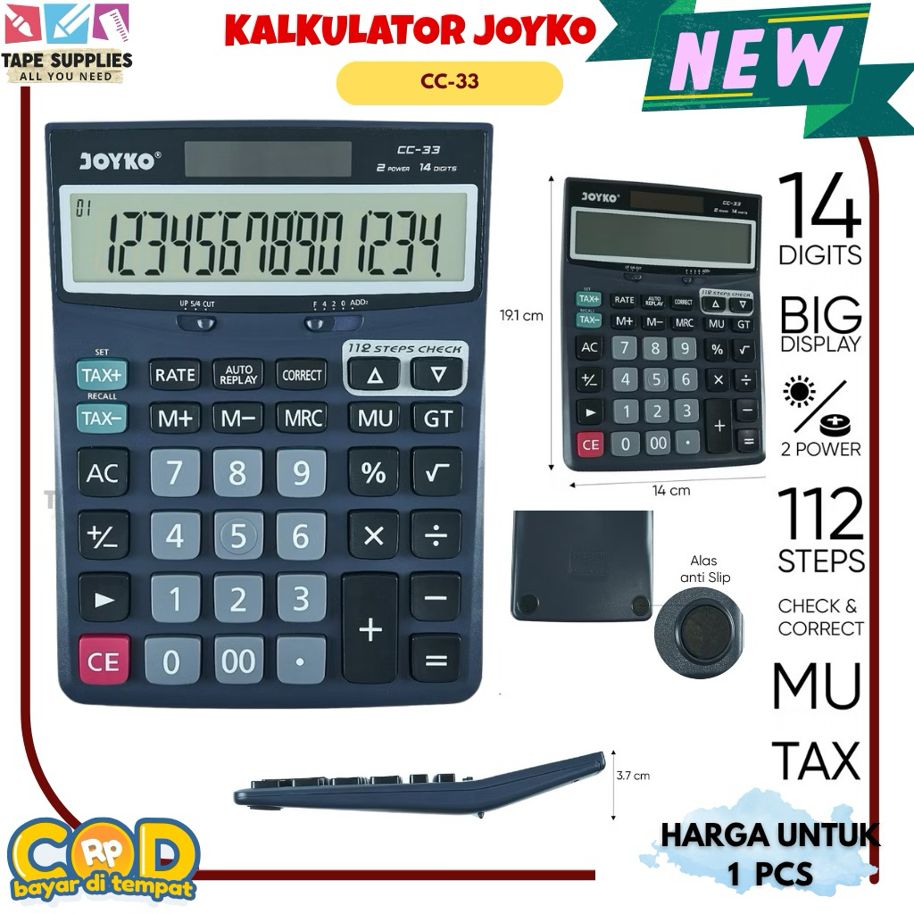 

Kalkulator Joyko CC‑33 14 Digit Dual Power Check & Correct