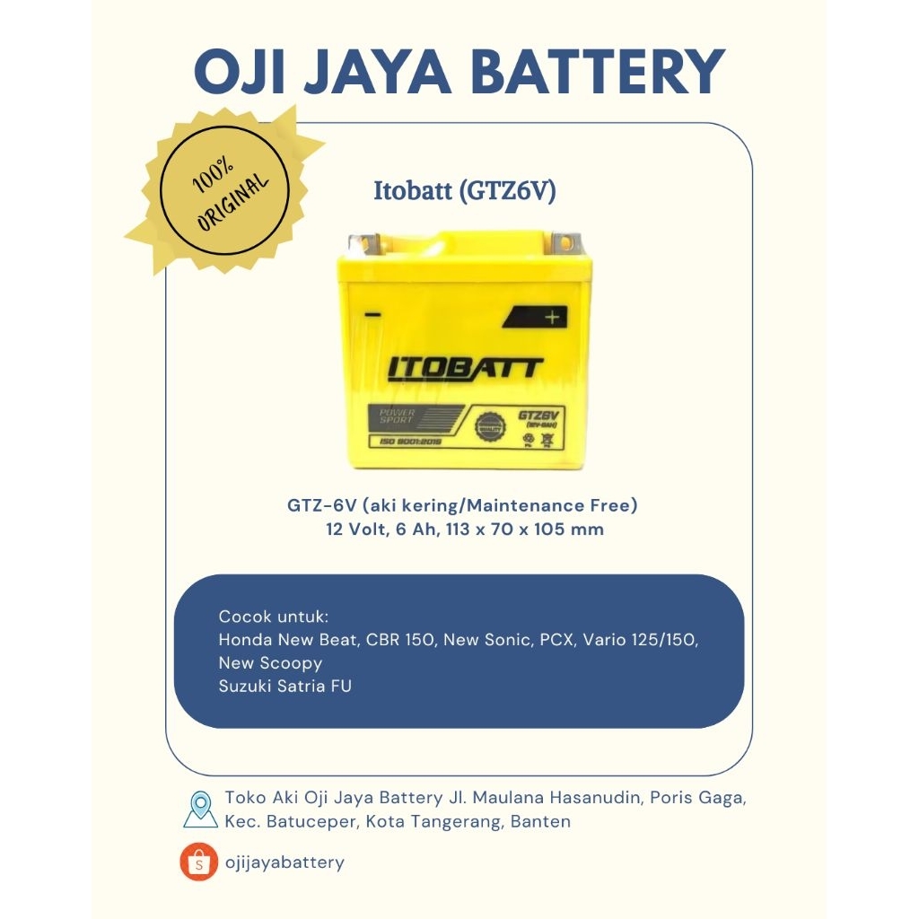 Aki Motor Itobatt GTZ6V Original