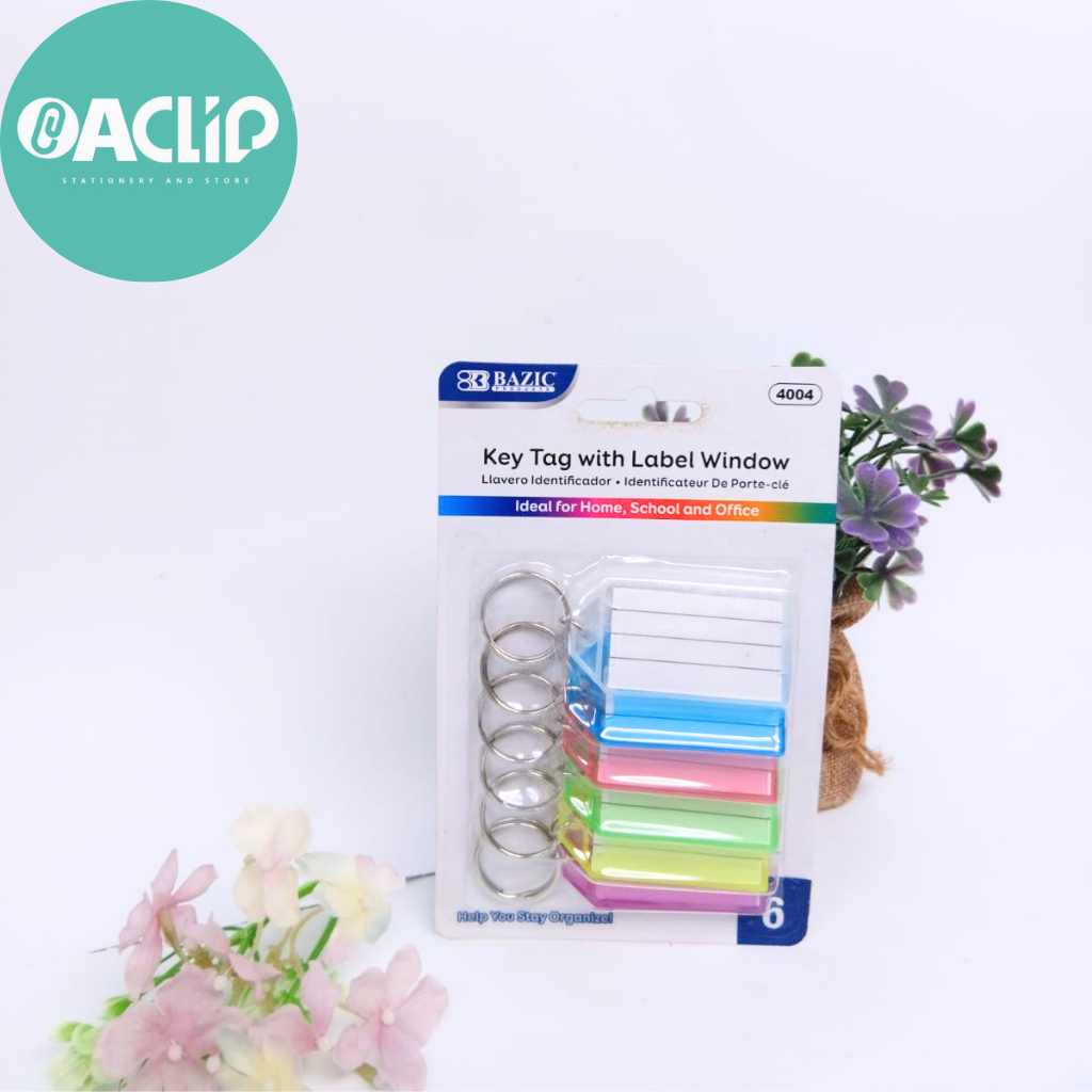KEYCHAIN BAZIC 6 PCS I GANTUNGAN KUNCI LABEL NAMA WARNA WARNI