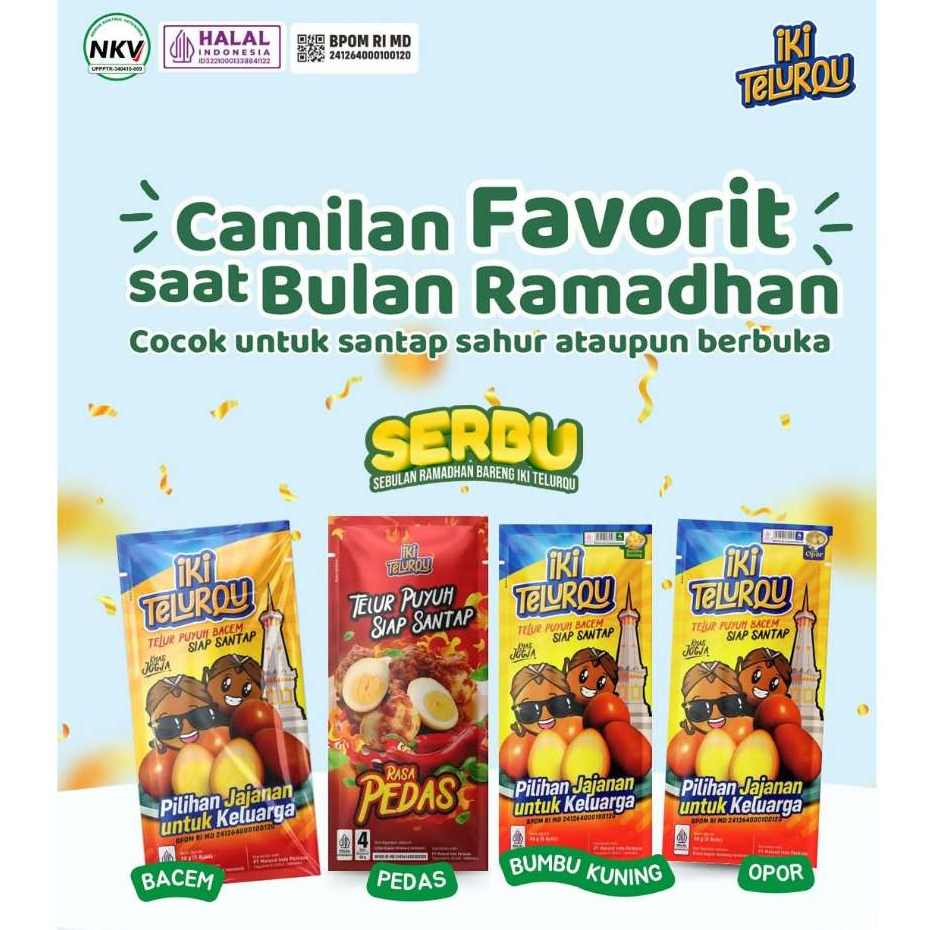 

IKI TELURQU Telur Puyuh Bacem Siap Makan Original Pedas Bumbu Kuning Opor isi 4pcs - Kheiza Frozen