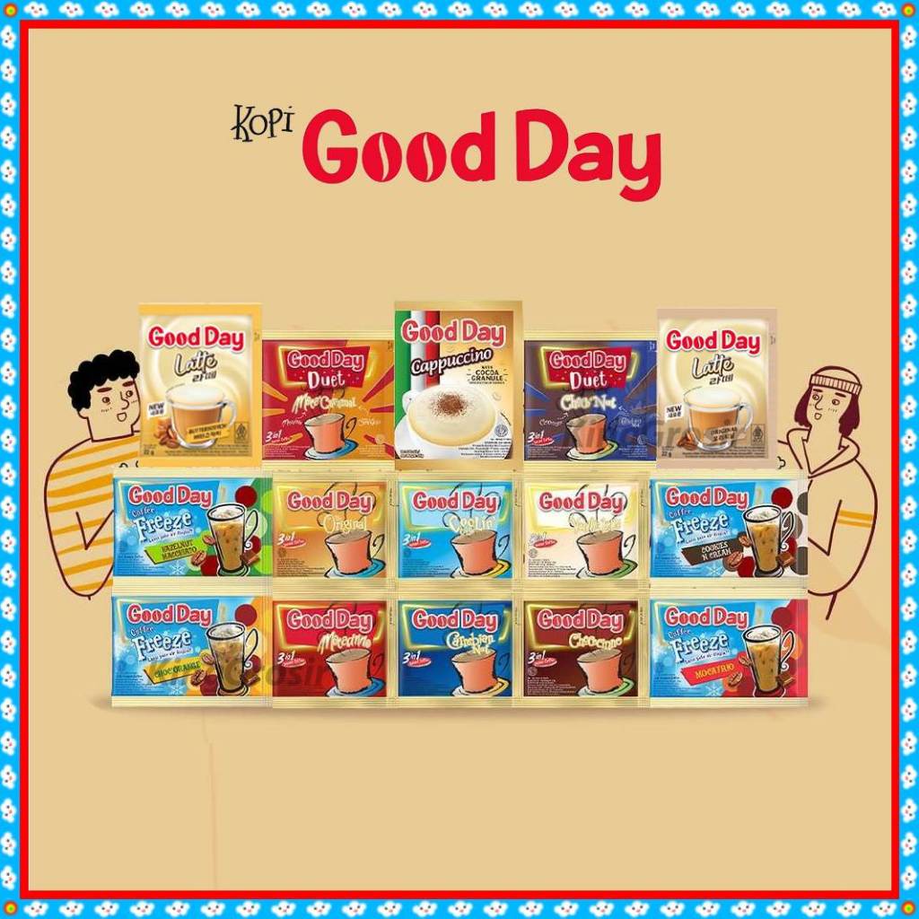 

Good Day Coffe Renceng Isi 10 Sachet / Good Day Freeze / Good Day Latte KoreanLatte / Kopi Good Day 3in1 / Kopi Instan