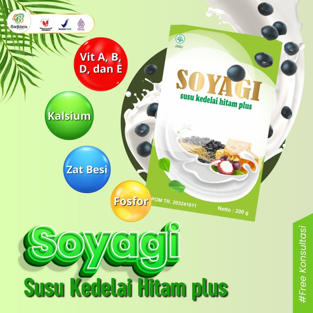 

Soyagi 200gr Susu Bubuk Kedelai Hitam Plus Herbal Susu Diet Sehat Bikin Kenyang Lebih Lama