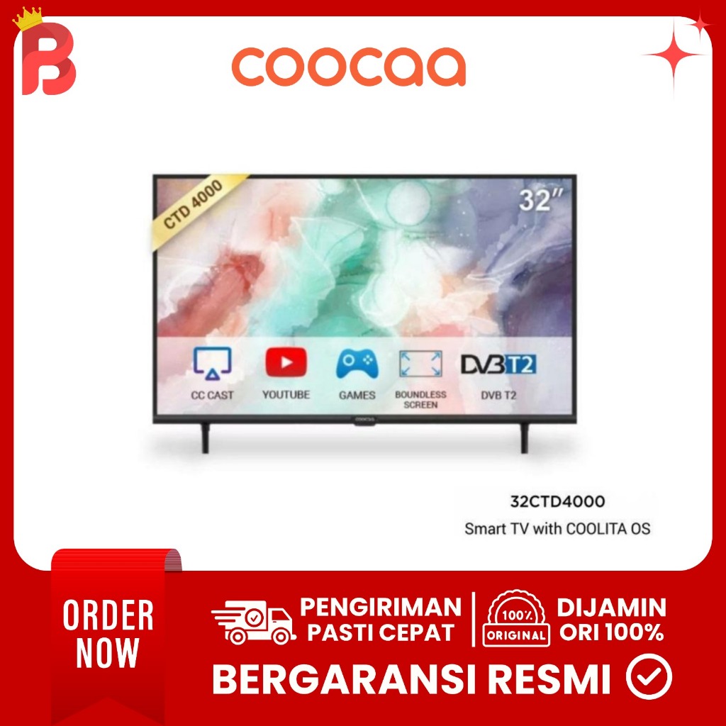 COOCAA LED TV 32 INCH - Smart TV with COOLITA OS 32CTD4000 DIGITAL LED - UNIT ONLY