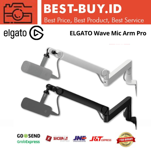 ELGATO Wave Mic Arm Pro - Lengan Mikrofon Profil Rendah dengan Suspensi Gas & Saluran Kabel Tersembu