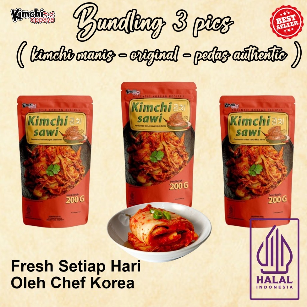 

Bundling Hemat Kimchi Authentic Rasa Manis/Ori/Pedes 200Gram