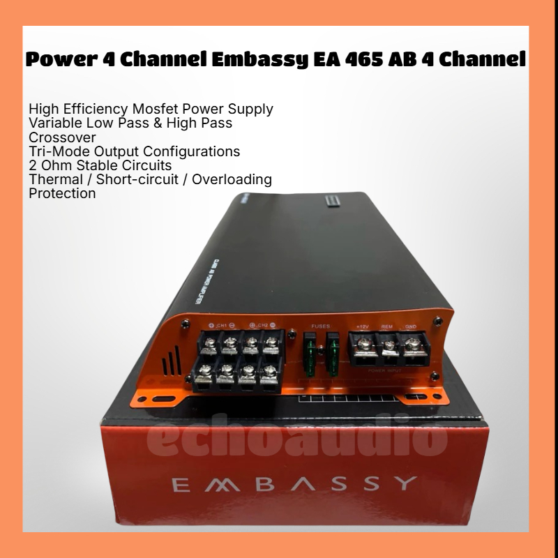 Power 4 Channel Embassy EA 465 AB 4 Channel Power Mosfet Amplifier