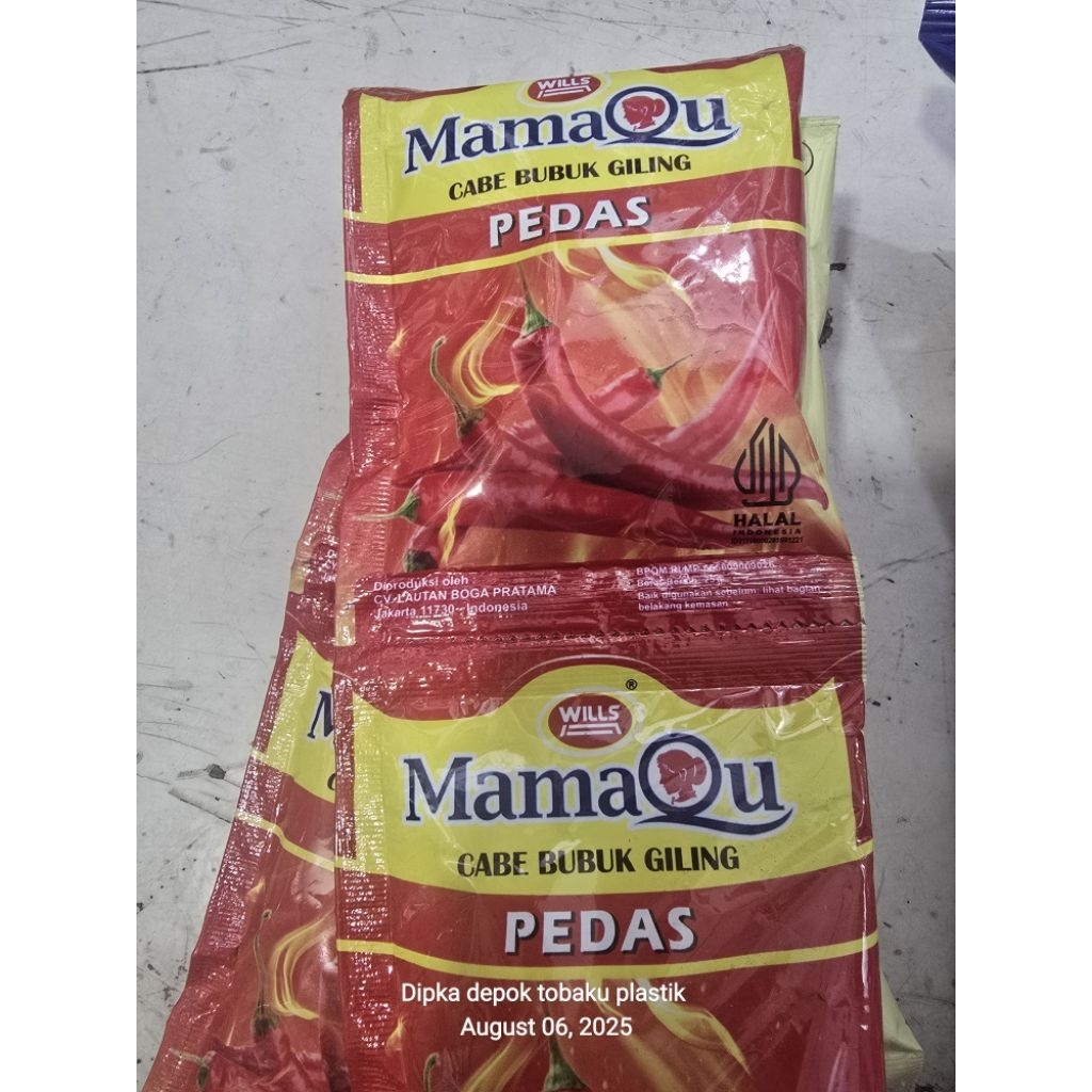 

Mamaqu cabe bubuk tabur aida giling pedas 25gram saset ecer dan rencengan