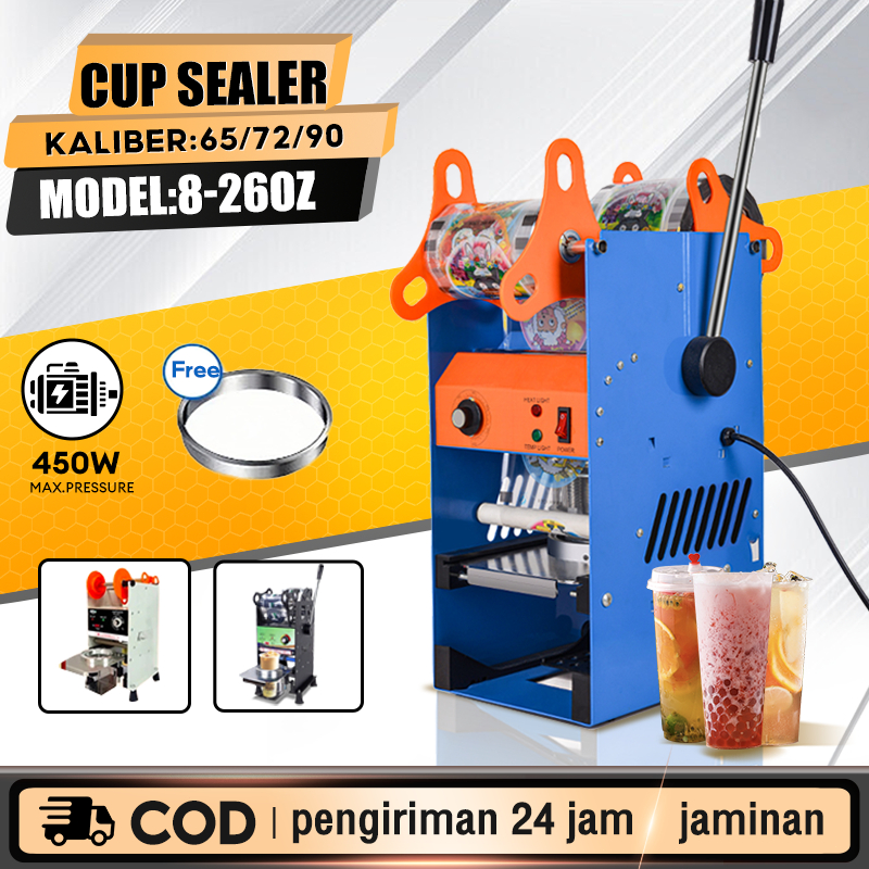 REAIM Cup Sealer Plastik Mesin Press Cup Gelas Plastik 8-26 Oz Mesin Cup Sealer Alat Press Minuman C