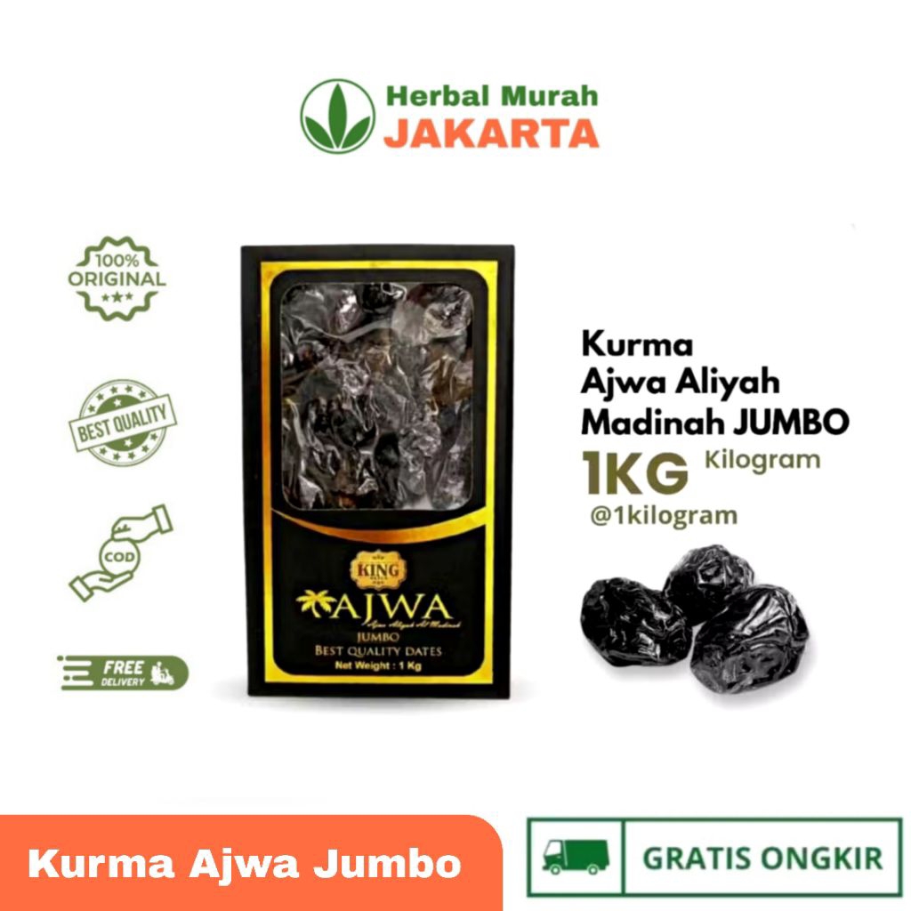 

King Dates Kurma Ajwa 1 kg Asli Premium Aliyah Madinah Jumbo Original
