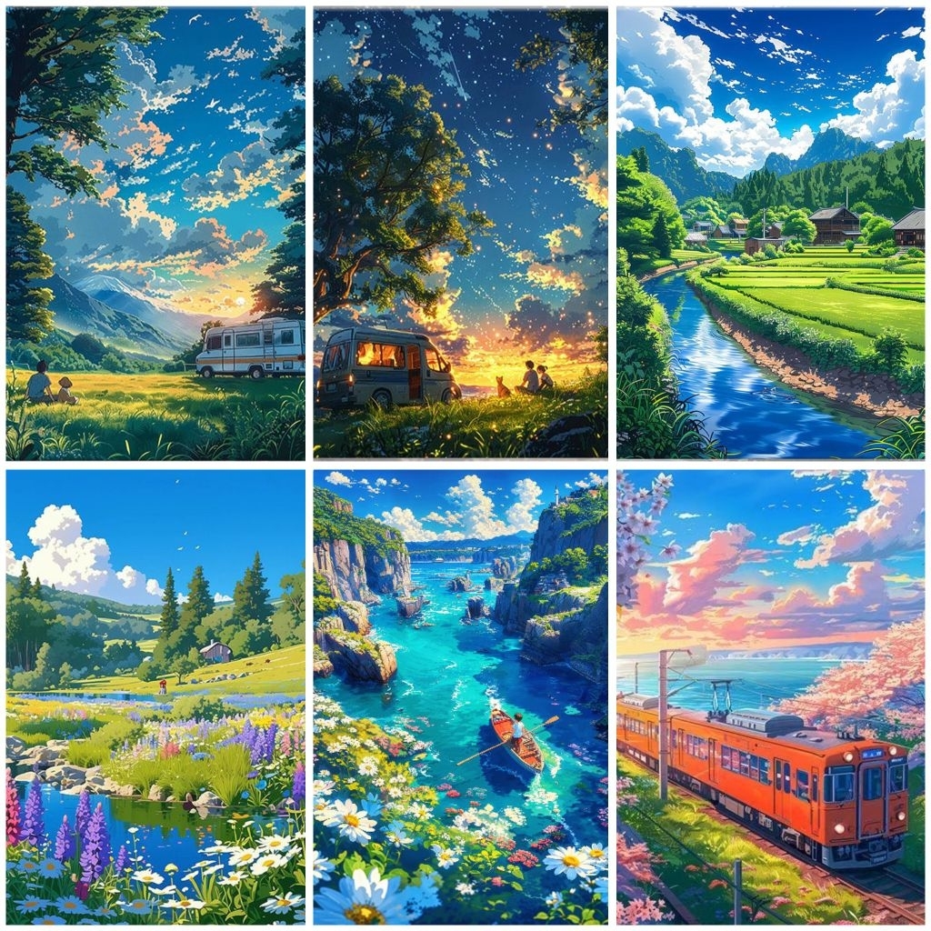 

Paint By Number Ghibli Aesthetic Sudah Terpasang Bingkai DIY Lukisan Painting Kit Canvas 30x40cm