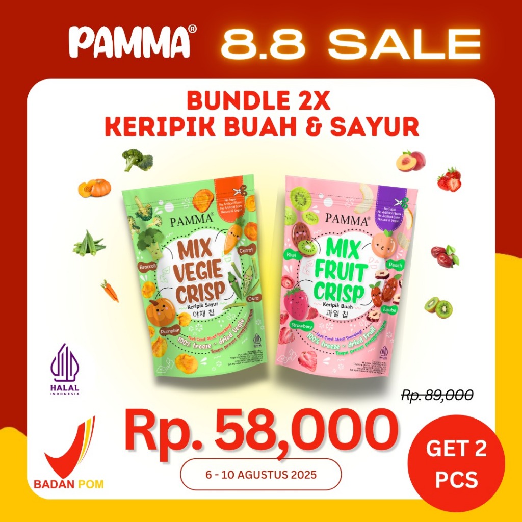 

【8.8 SALE】 Bundle Mix Vegie & Mix Fruit 45gr 100% Buah Asli DAPAT 2 PCS