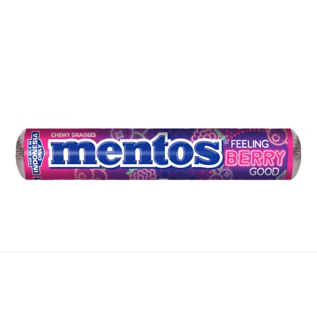 

Mentos Feeling Berry Good 37,8g Roll - Permen Rasa Buah Berry