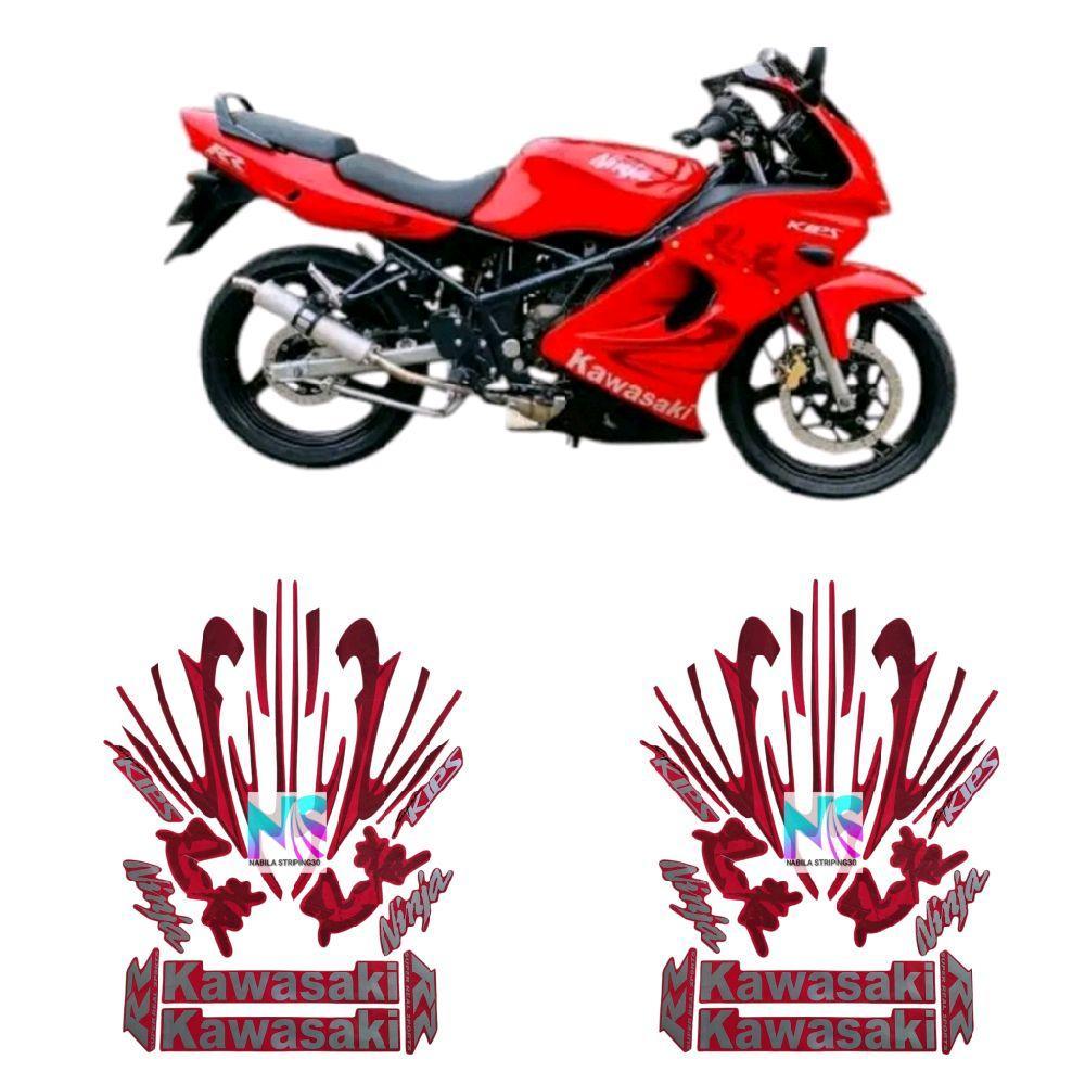 STRIPING STIKER LIS BODY MOTOR KAWASAKI NINJA RR OLD 2011 MERAH STANDAR FULL SET