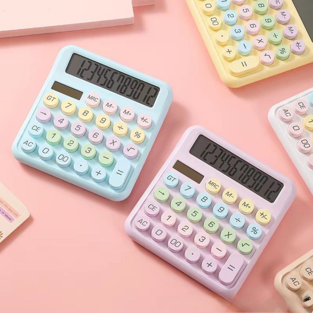 

Kalkulator modis dan cantik Layar Besar 12 Digit / 10 Digit Layar HD Daya Ganda warna pastel macaron alat hitung Calculator