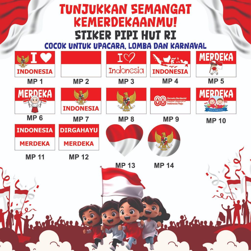 

STICKER PIPI, STICKER AGUSTUSAN, STICKER KEMERDEKAAN/ STICKER PIPI LUCU